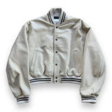 John Elliott Leather Stadium Jacket - Ivory/Brown