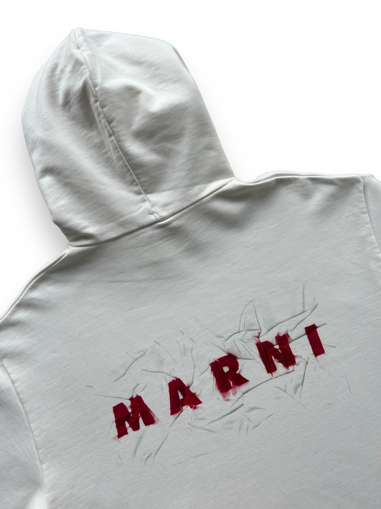 Marni Wrikled Hooded Sweatshirt - Natural White