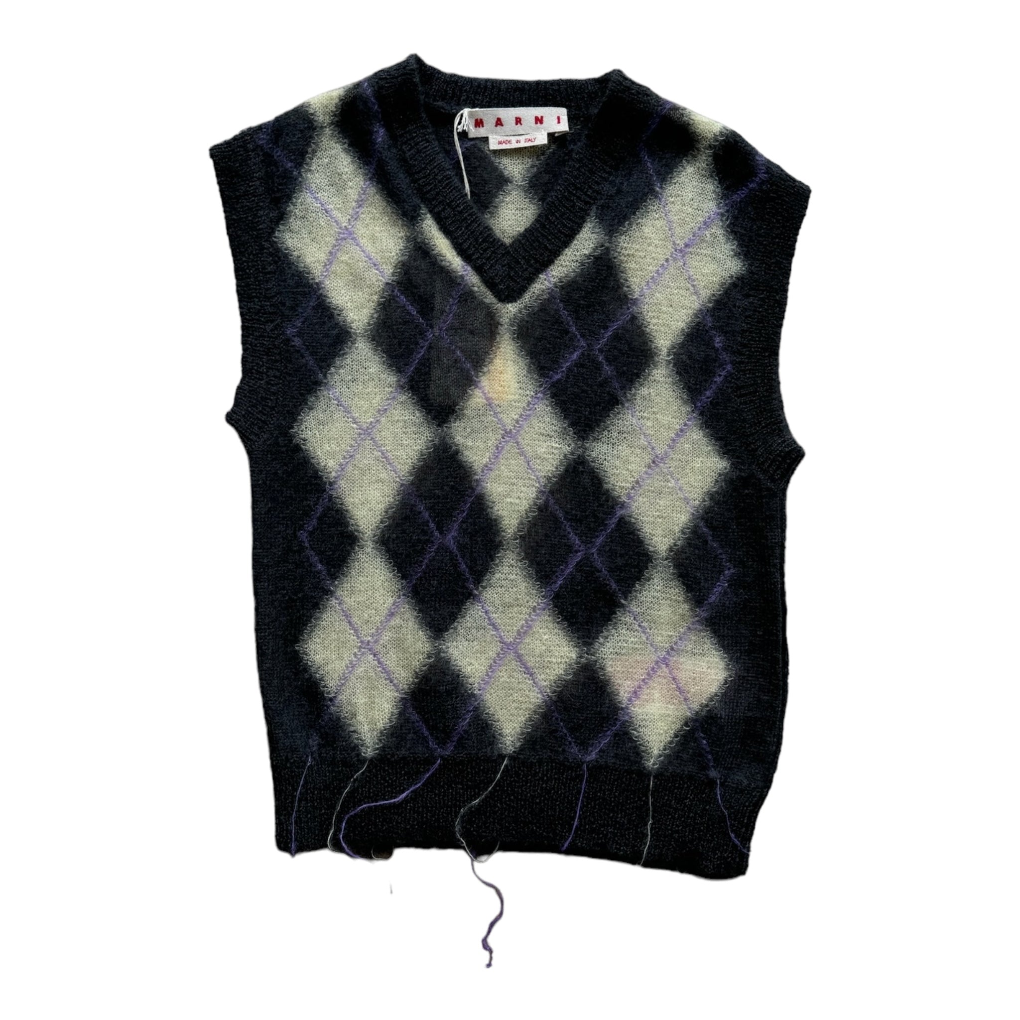 Marni Argyle Mohair V Neck Sweater Vest