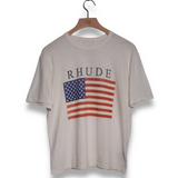 Rhude USA Flag Slub Tee - Vintage White