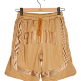 Rhude Baggy Mesh Collegiate Logo Shorts - Gold
