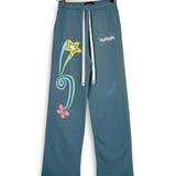 Nahmias Flower Trip Wide Sweatpants - Steel Blue