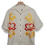 Commas Embroidered Peonies Bowling Shirt - White