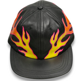 Earthling VIP Leather Hat with Flames - Black
