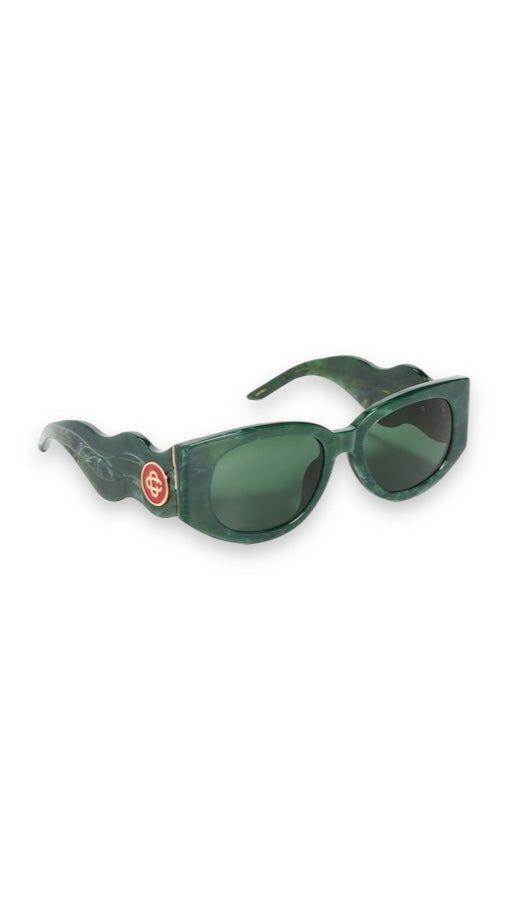 Casablanca Oval Wave Sunglasses - Green/Marble Gold/Dark Green