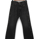 Alchemist Studio Jeans w/ Western Stud Stripe - Black Denim