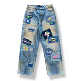 Nahmias Moto Patch Jeans - Light Wash