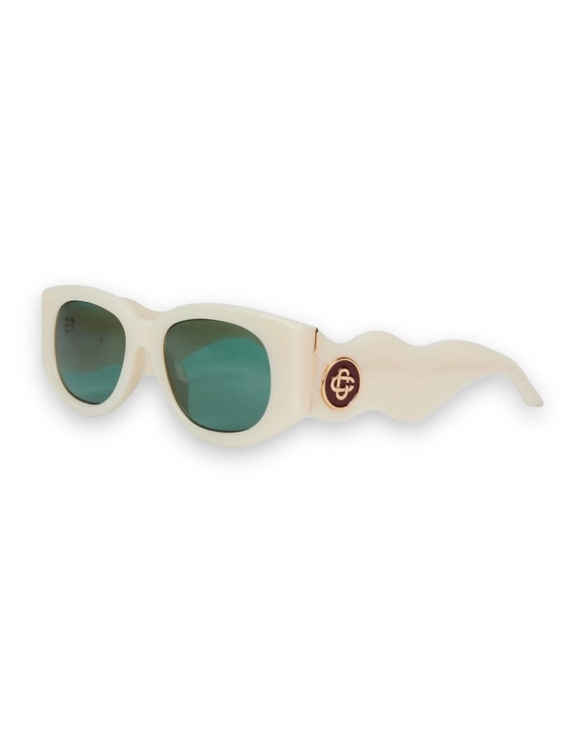 Casablanca Oval Wave Sunglasses - Cream/yellow Gold/Solid Green