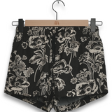 Commas Painted Peonies Short Swim Short - Black