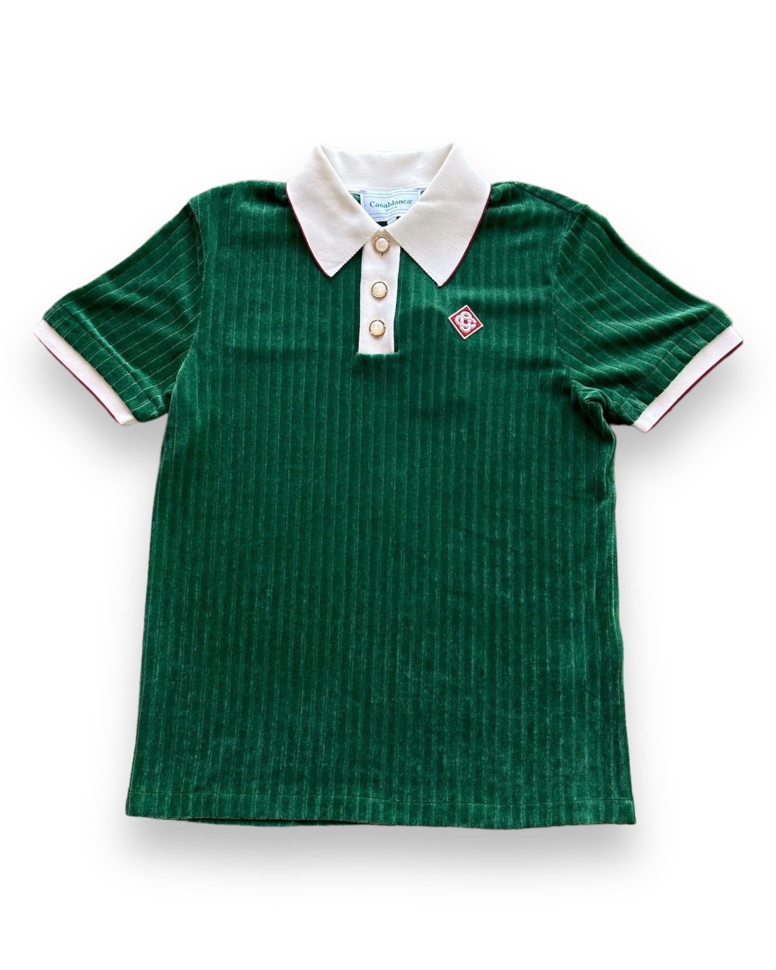 Casablanca Rib Velour Polo - Evergreen