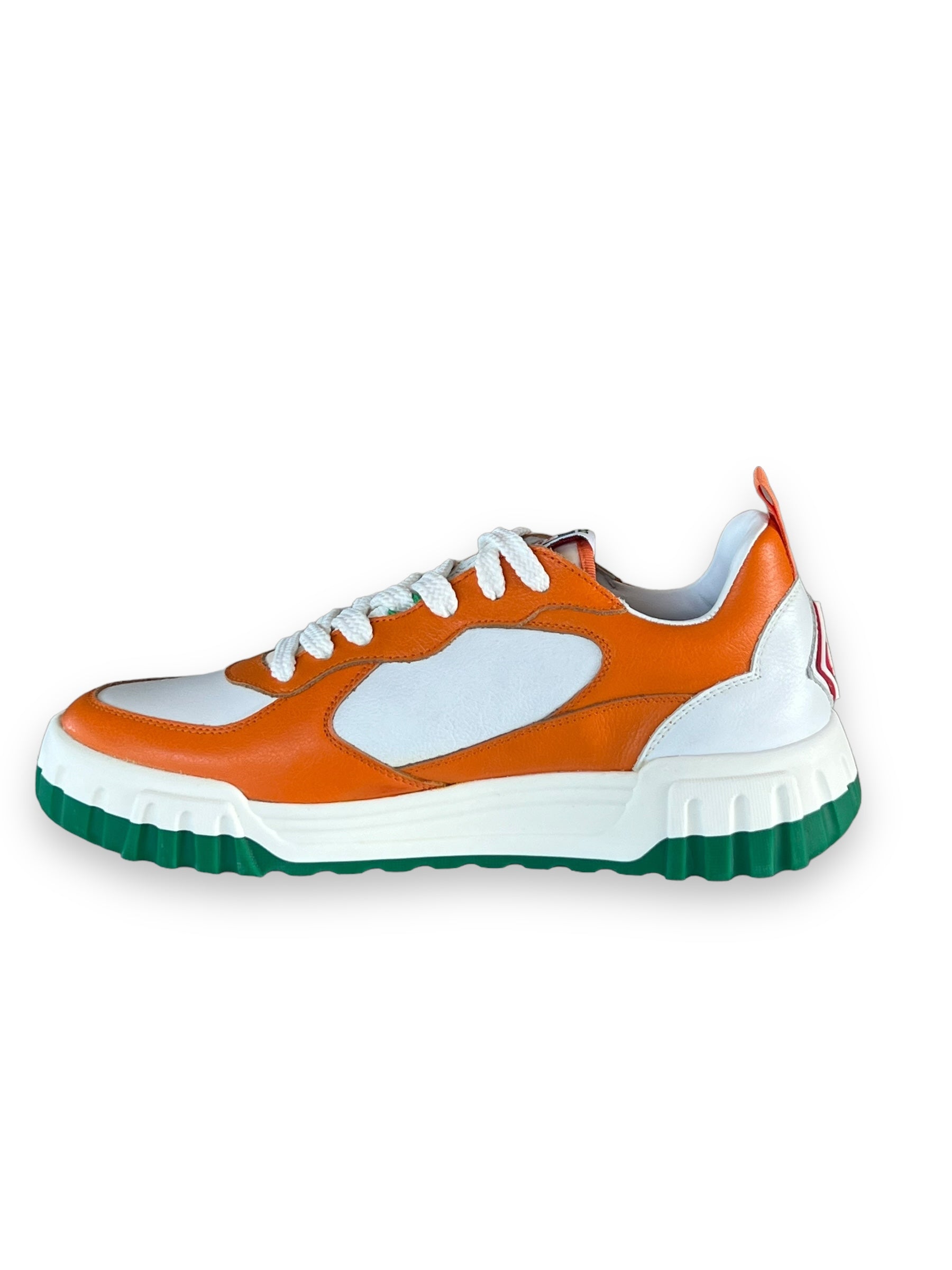 Casablanca Leather Court Sneaker - Orange/White