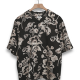 Commas Painted Peonies Bowling Shirt - Black