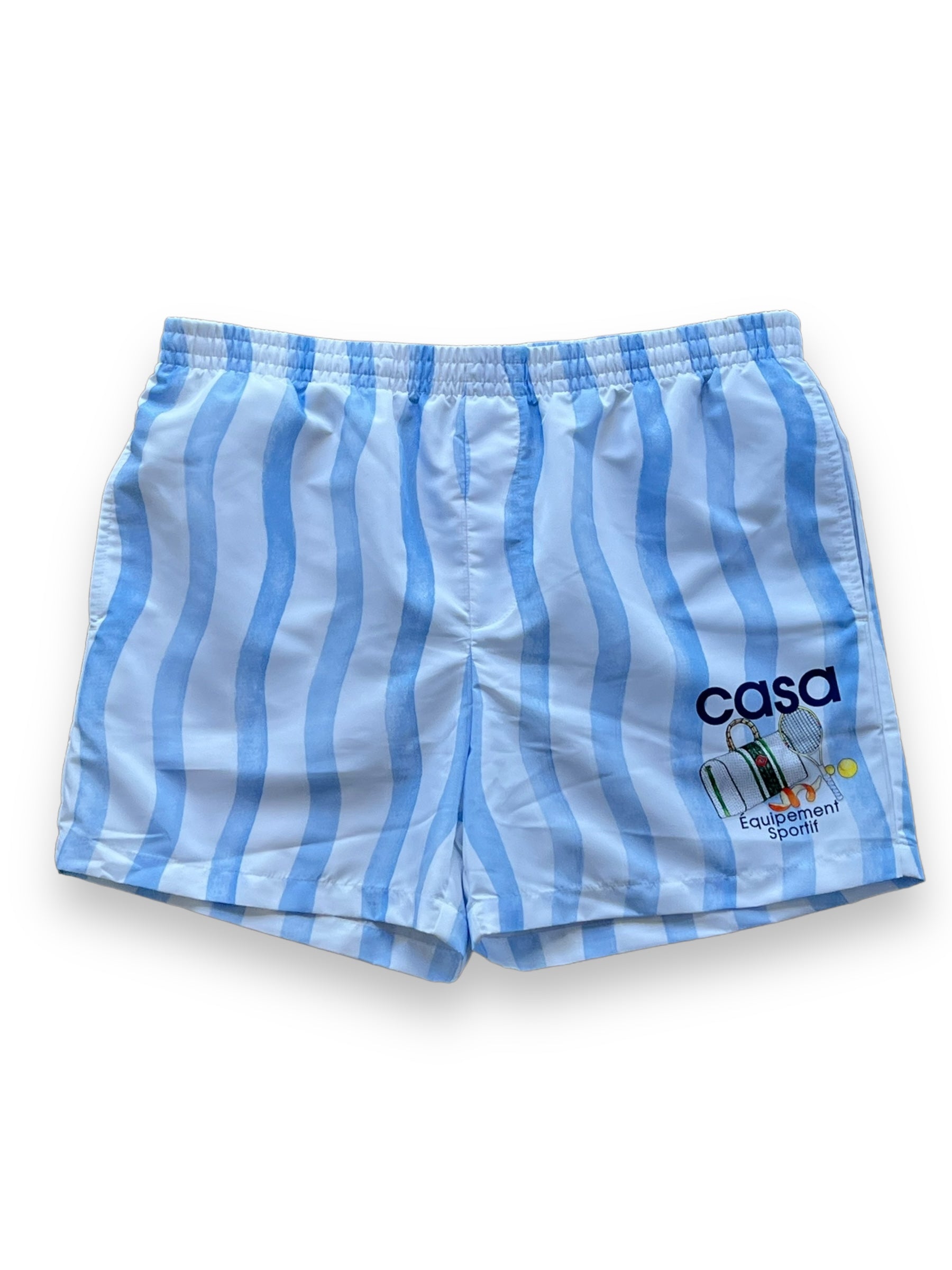 Casablanca Printed Swimshorts - Blue Wave Stripe