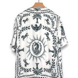 Rhude Regista Tile Print Button-Up Shirt - White / Navy