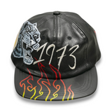 Earthling VIP Flaming Cow Hide Leather Hat - Black