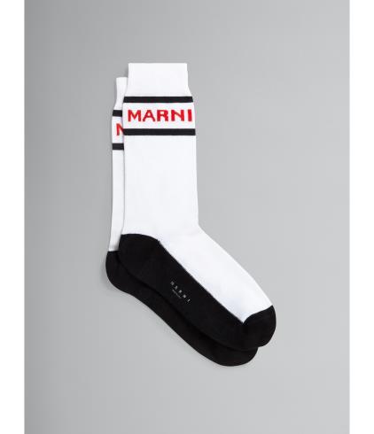 Marni Sock Techno Logo White