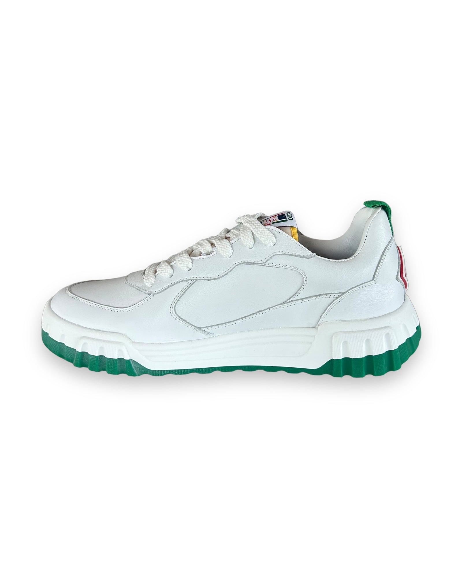 Casablanca Leather Court Sneaker - White/Green