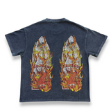 Who Decides War Rhinestone Flame Glass Shirt - Coal
