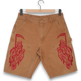 Warren Lotas Serenity Vintage Carhartt Double Knee Shorts -Tan/Cardinal