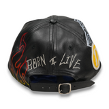 Earthling VIP Flaming Cow Hide Leather Hat - Black