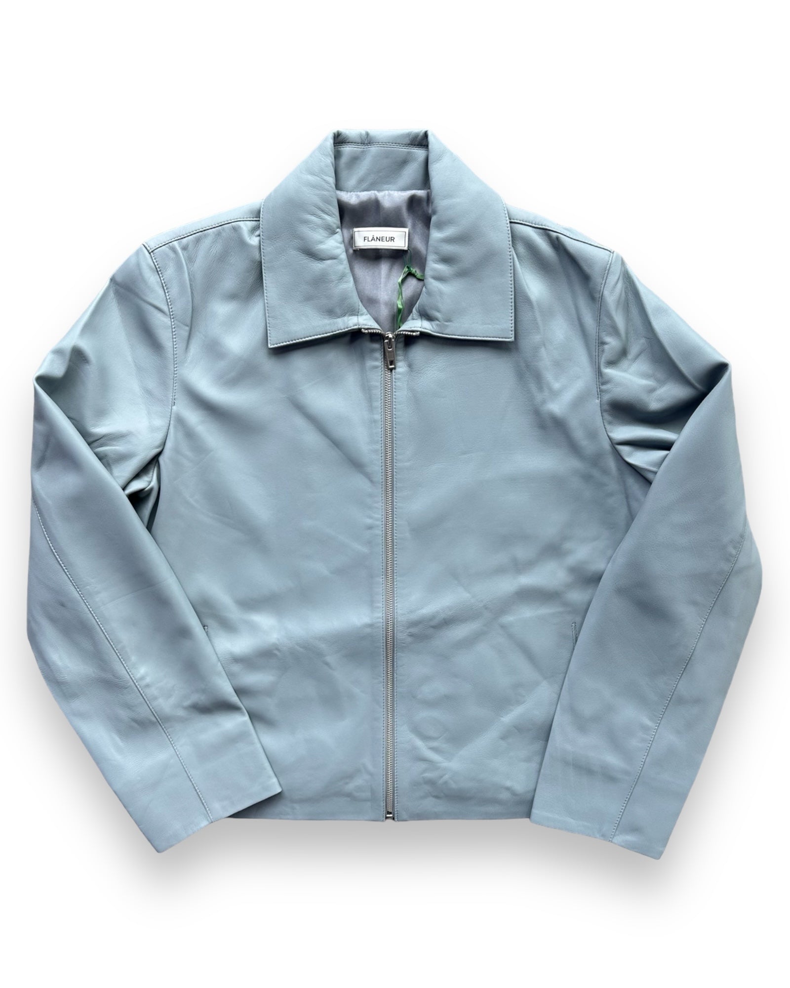 Flaneur Leather Blouson Worker Jacket - Light Blue