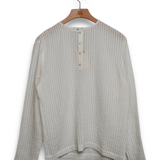 Commas Sheer Stripe Linen Woven Henley - White