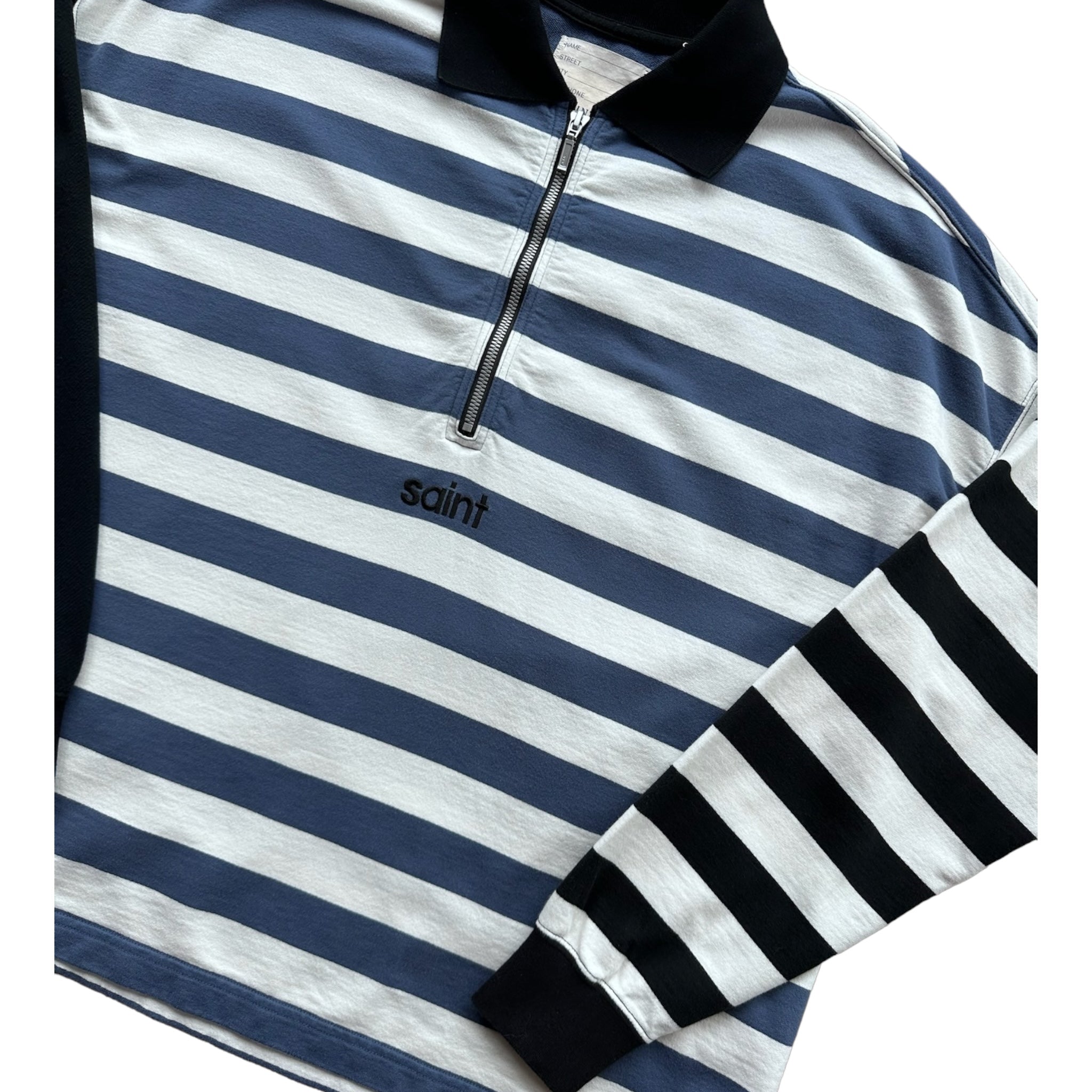 Saint Mxxxxxx x Shermer Academy Striped L/S Polo - White/Blue