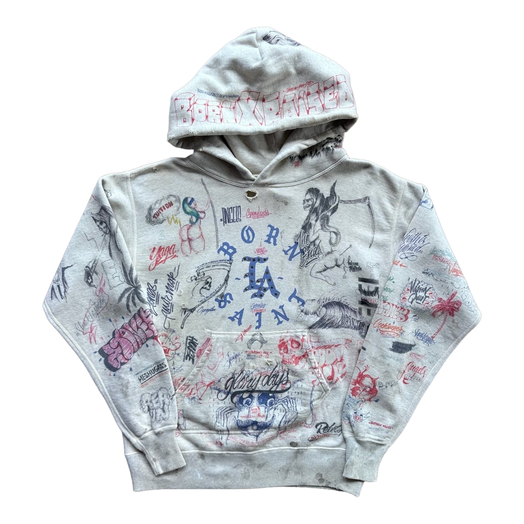 Saint Mxxxxxx Born x Raised Hoodie - Grey