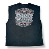 BOSSI Rhinestone T-Shirt - Harley Davidson Michigan Cutoff  / XX-Large