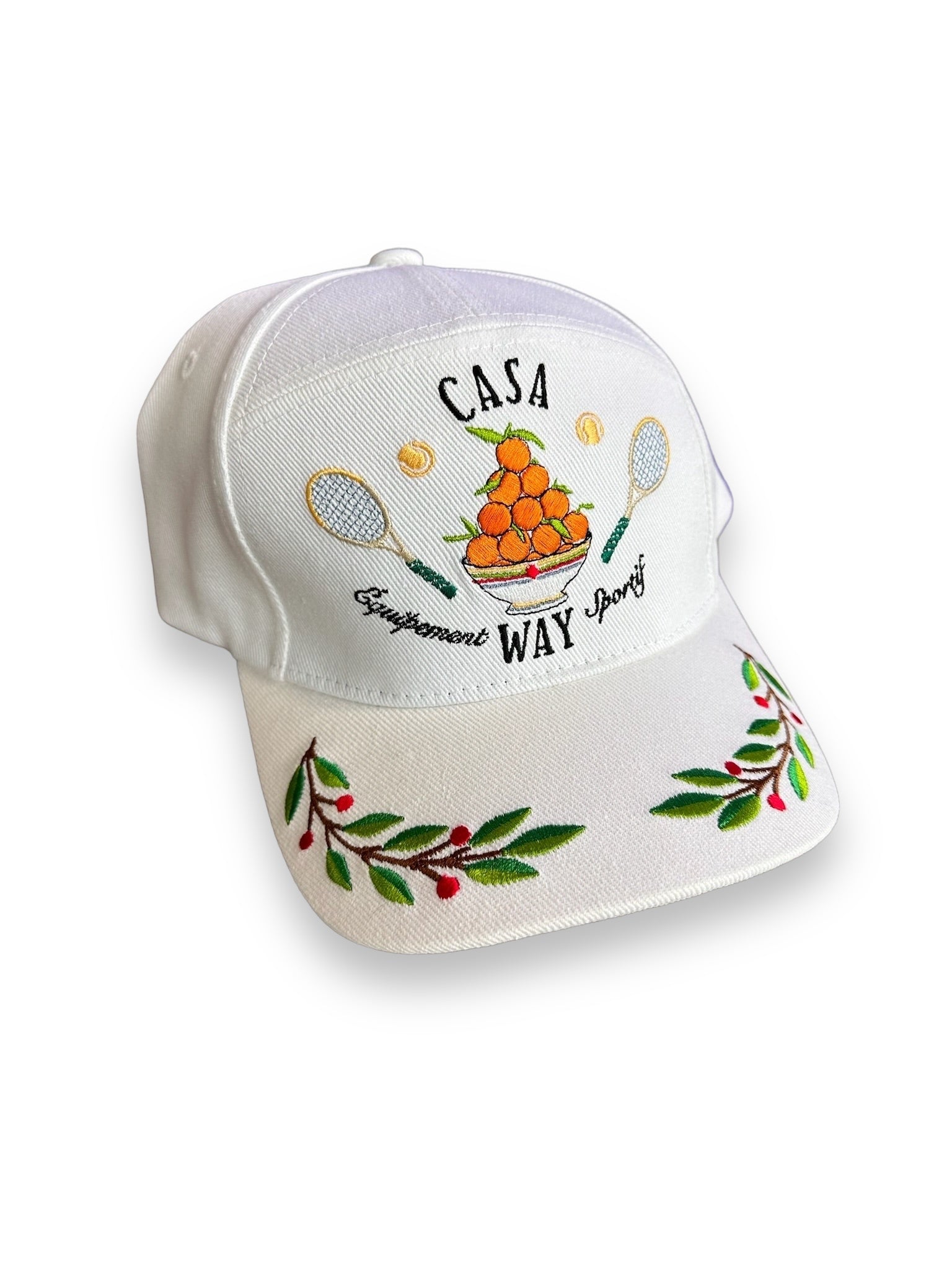 Casablanca Casa Way Laurel Embroidered Cap - White