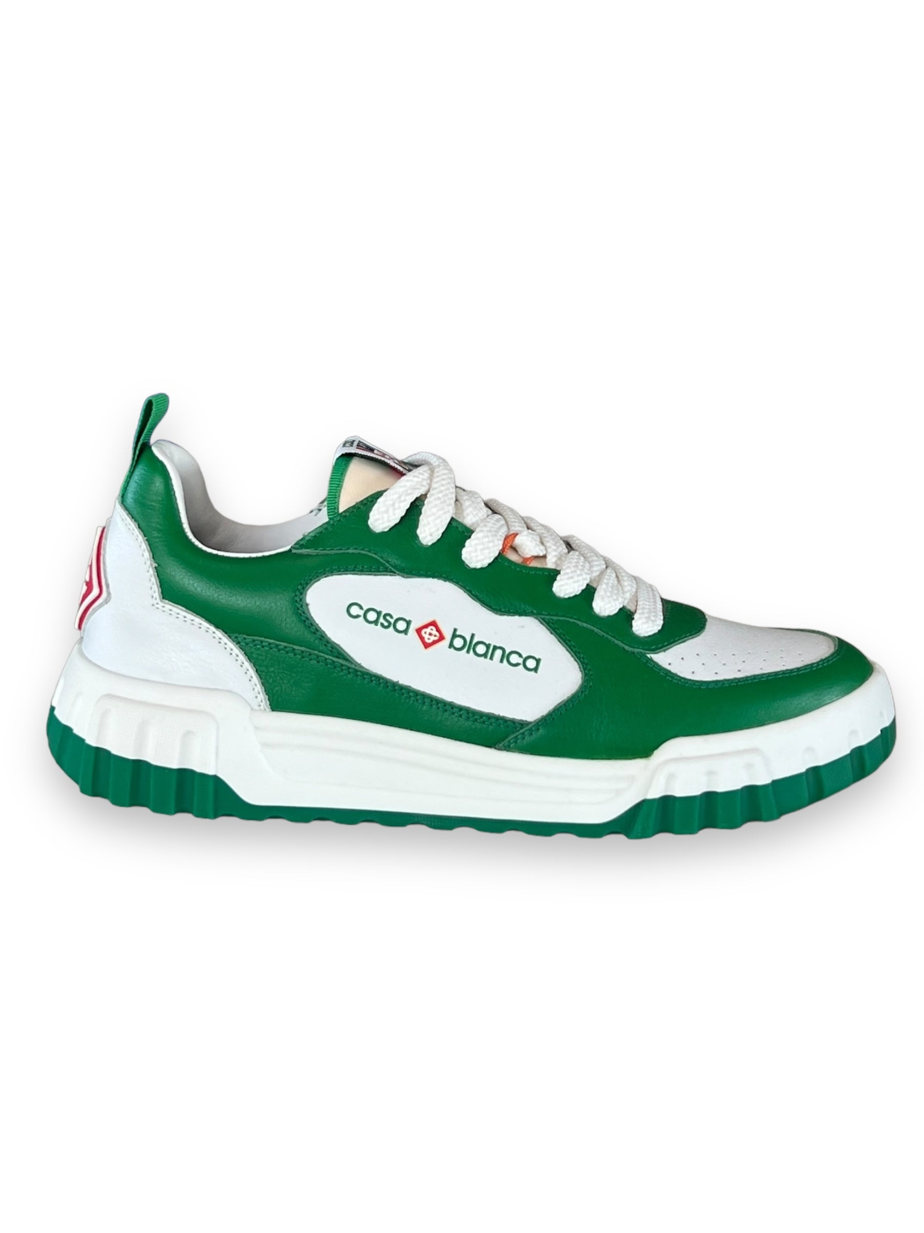 Casablanca Leather Court Sneaker - Green/White