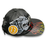 Earthling VIP Flaming Cow Hide Leather Hat - Black