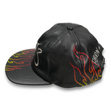 Earthling VIP Flaming Cow Hide Leather Hat - Black