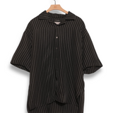 Willy Chavarria Camp Collar SS Shirt - Black/White Stripe