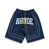 Rhude Baggy Collegiate Logo Short - Navy Cream