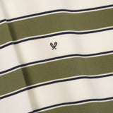 Rhude Fontaine Striped Polo LS - Cream/Olive