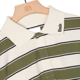 Rhude Fontaine Striped Polo LS - Cream/Olive
