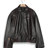 Nahmias Oversized Leather Bomber - Brown