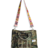 Nahmias Cargo Camo Bag w/ Crochet Floral Strap