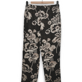 Commas Linen Print Resort Trouser - Black