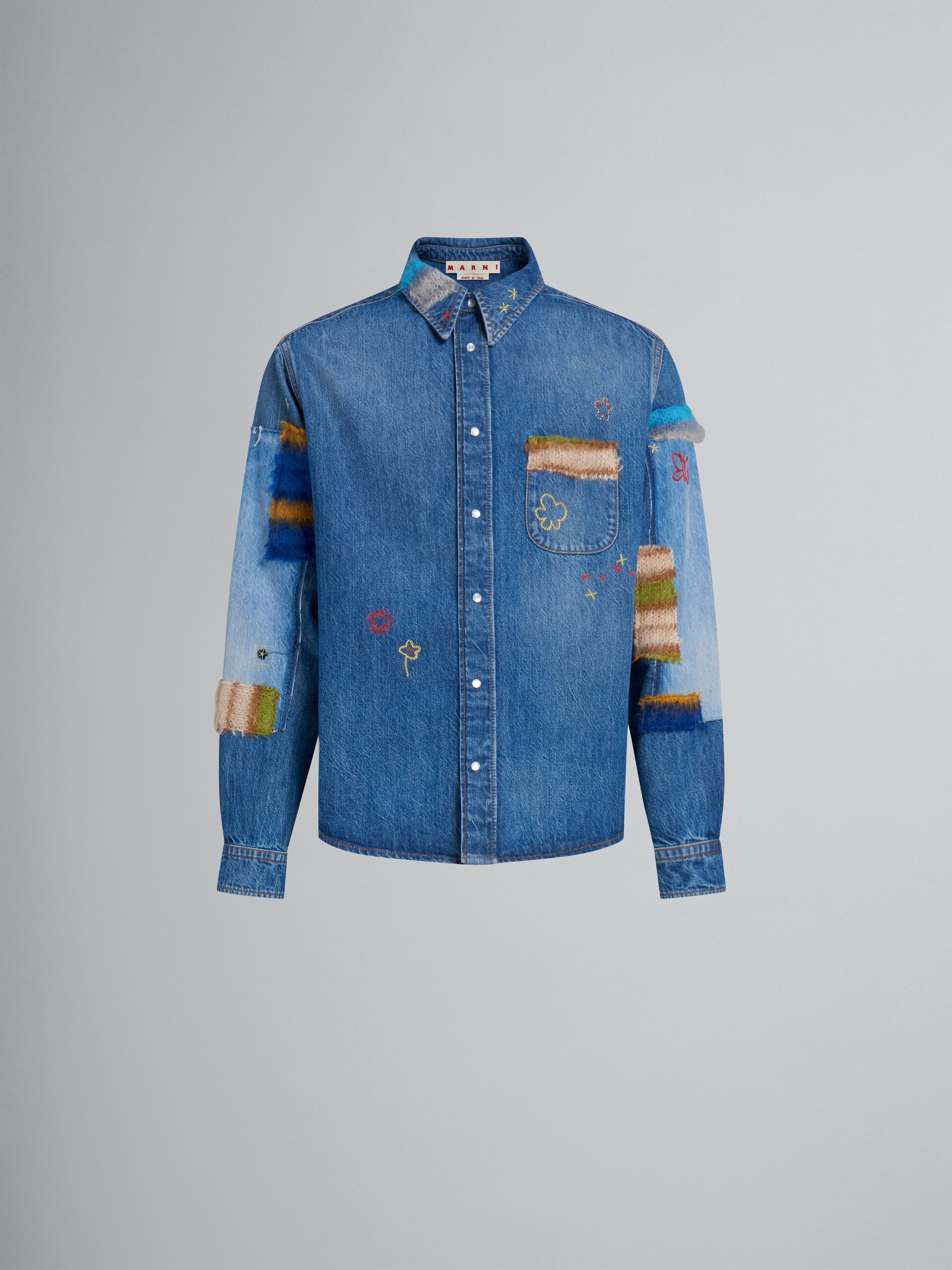 Marni Denim Shirt Mohair Patchwork