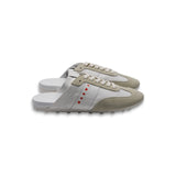 Marni Suede/Leather Mule Sneaker - Lily White/Light Grey