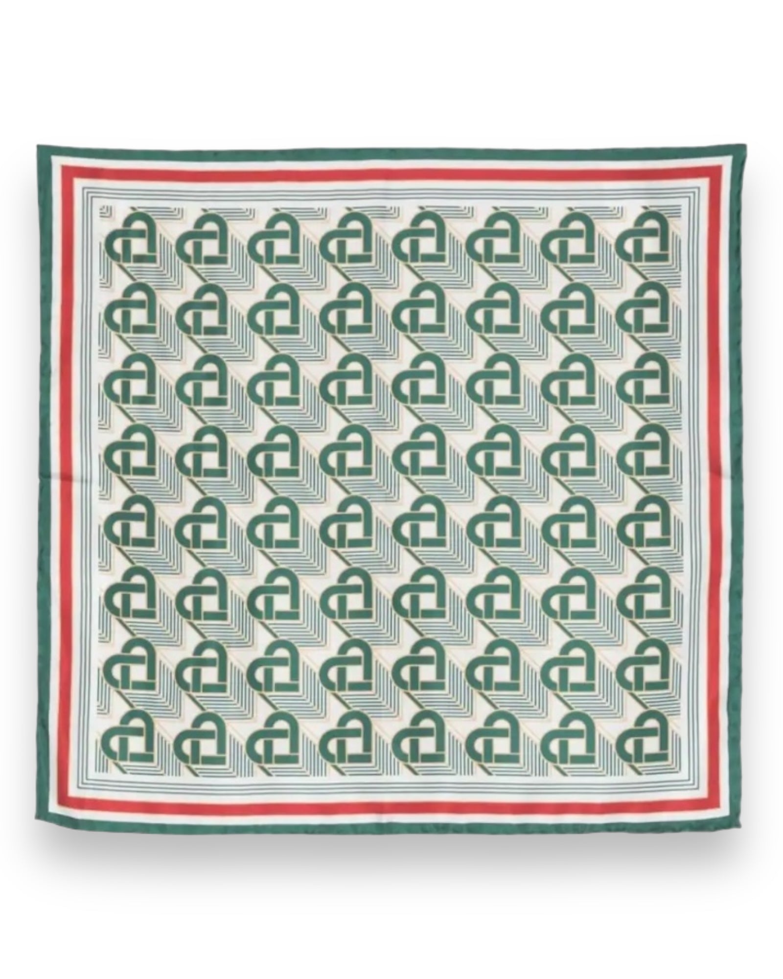 Casablanca Silk Twill Scarf Heart Monograme Green