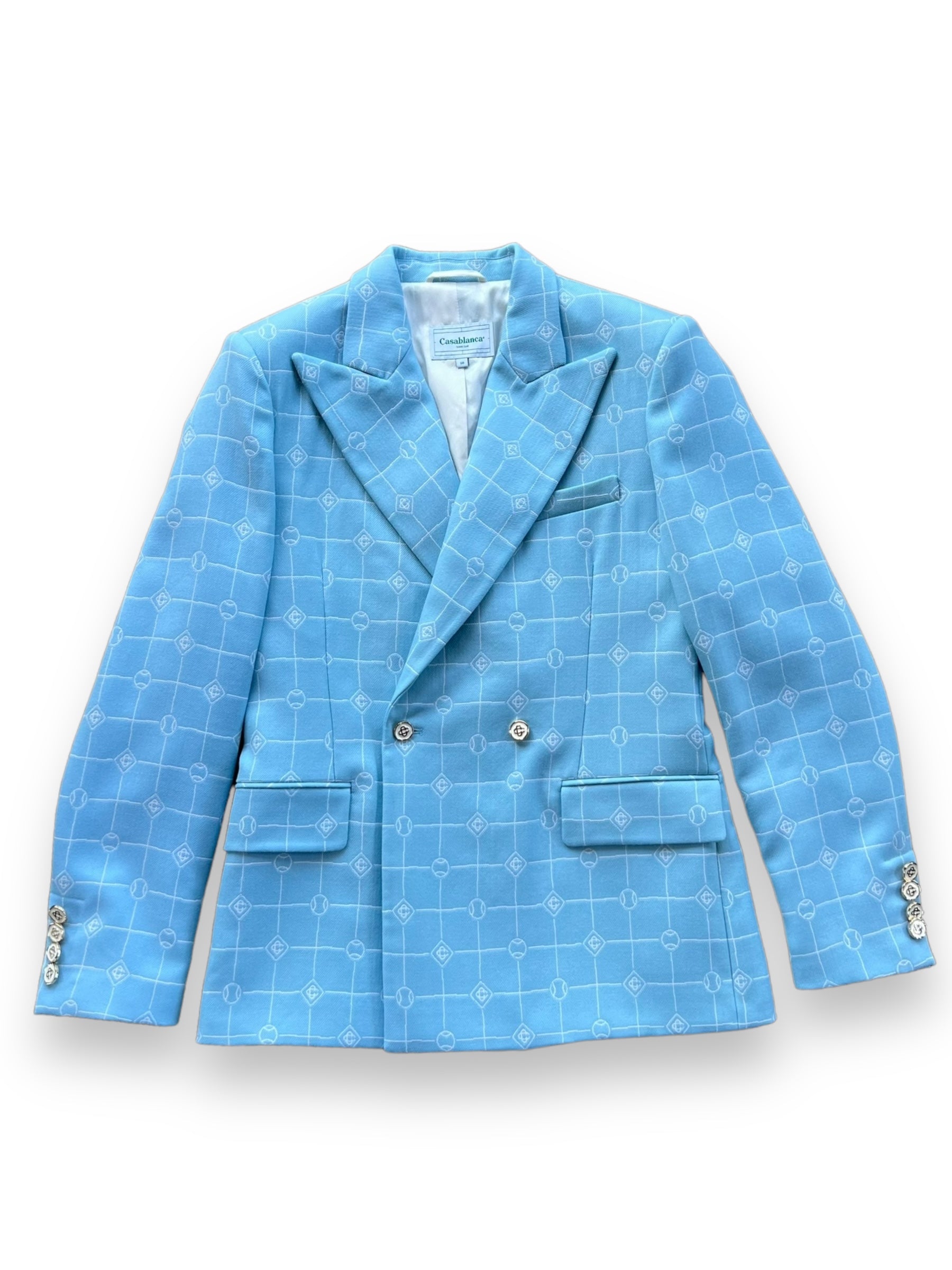 Casablanca Double Breasted Jacquard Jacket - Coydalis Blue