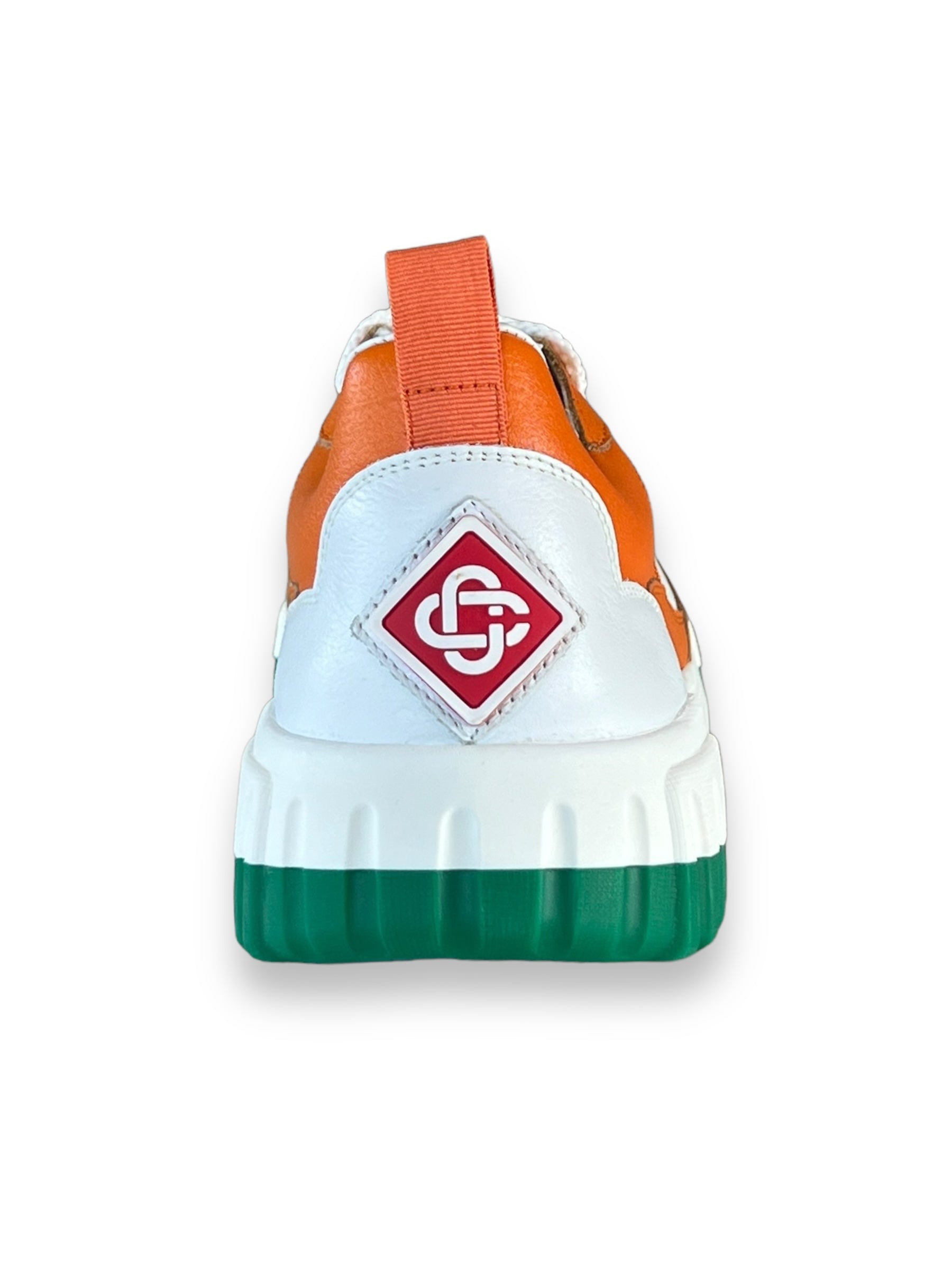 Casablanca Leather Court Sneaker - Orange/White