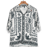 Rhude Regista Tile Print Button-Up Shirt - White / Navy