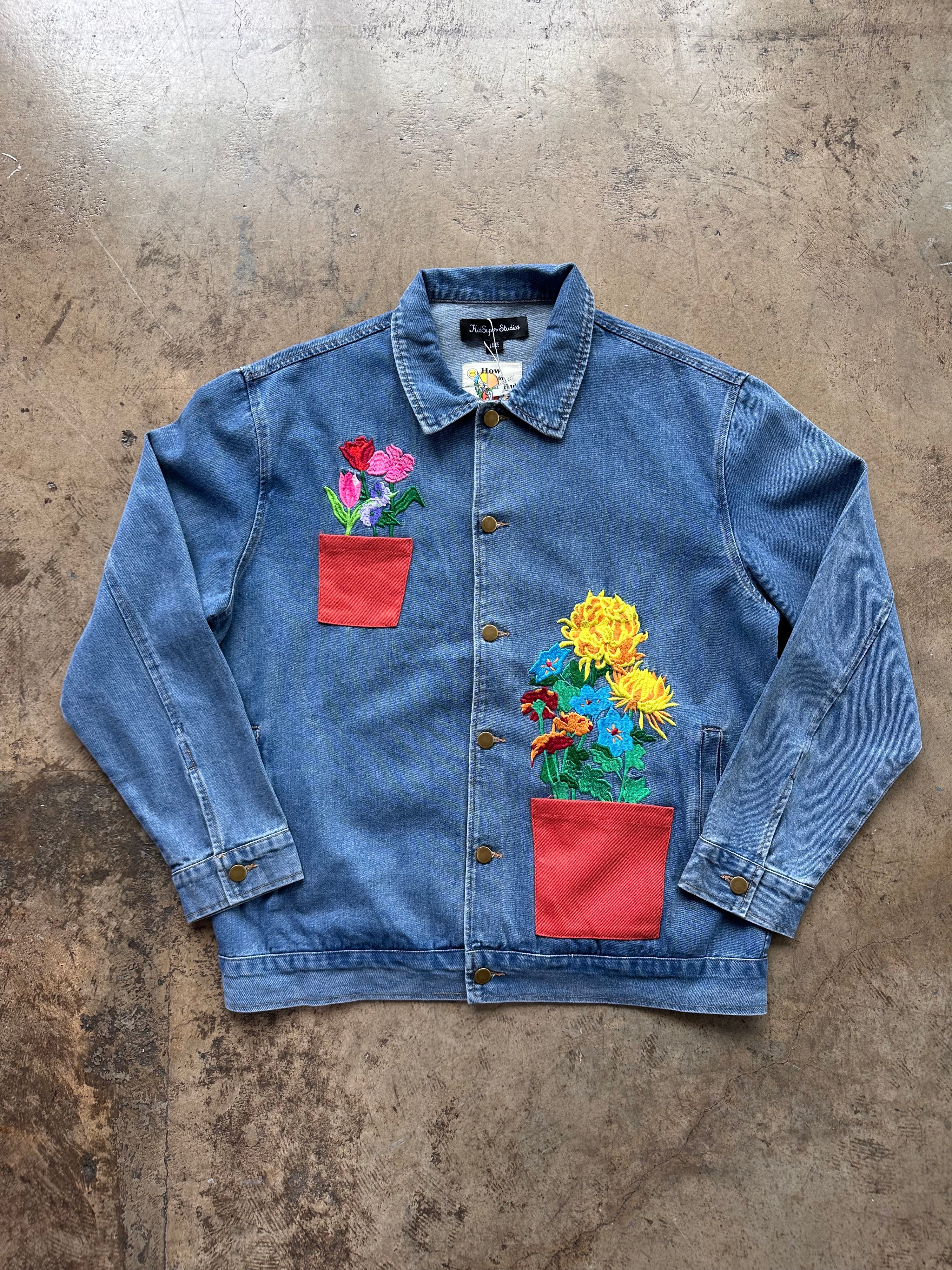 Kidsuper Flower Pots Denim Jacket - Blue