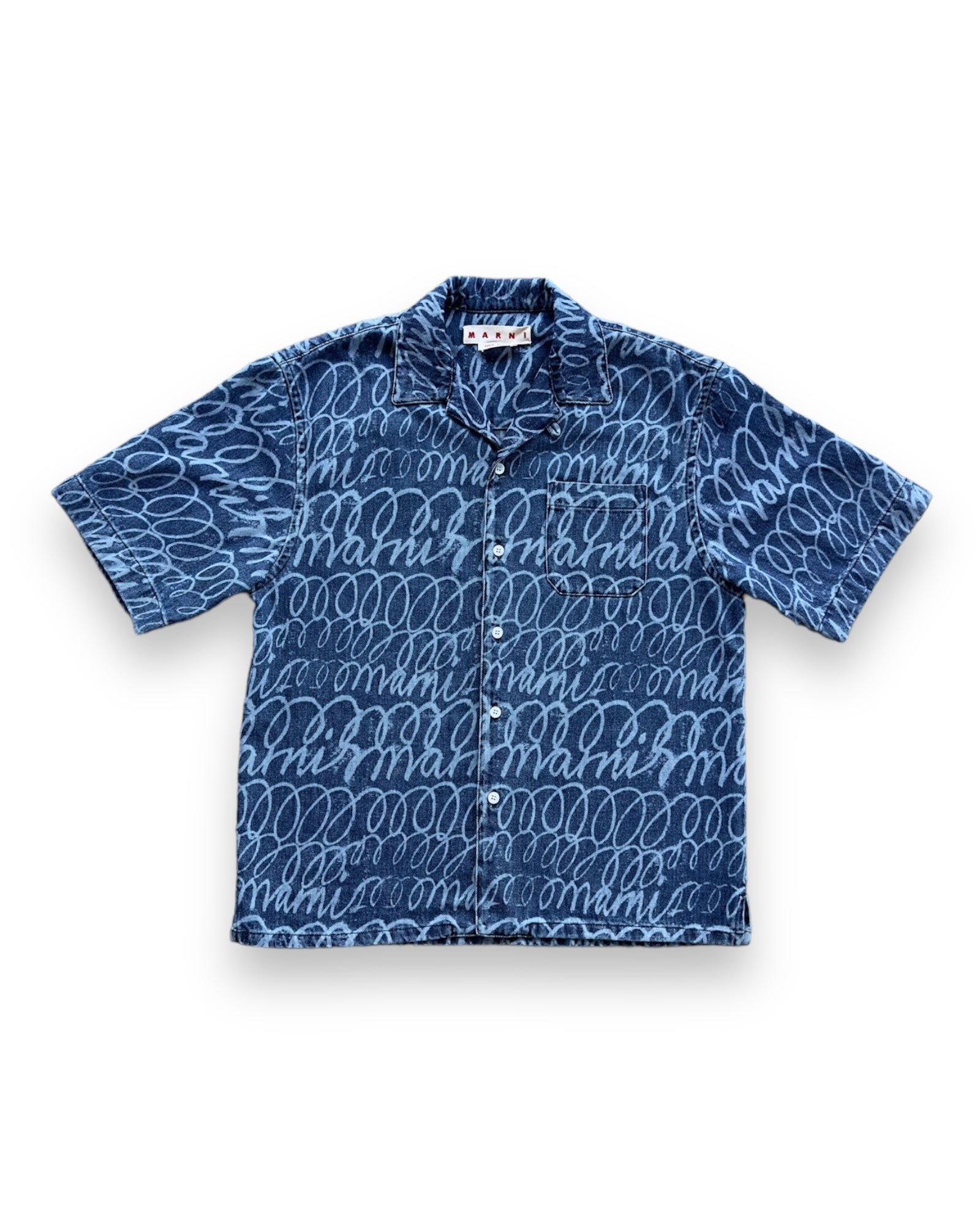 Marni Bleached Echoes Lasered Denim Shirt