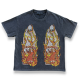 Who Decides War Rhinestone Flame Glass Shirt - Coal