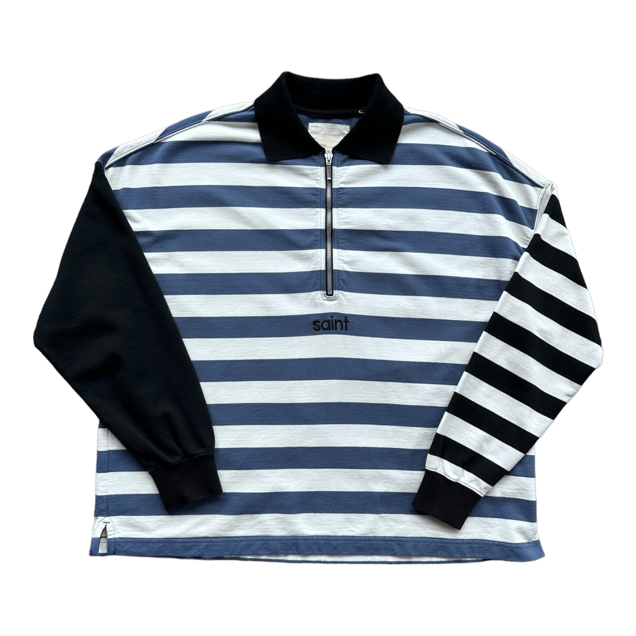 Saint Mxxxxxx x Shermer Academy Striped L/S Polo - White/Blue